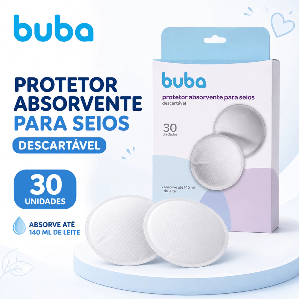 Protetor Absorvente para Seios Buba Descartável – 30 Unidades