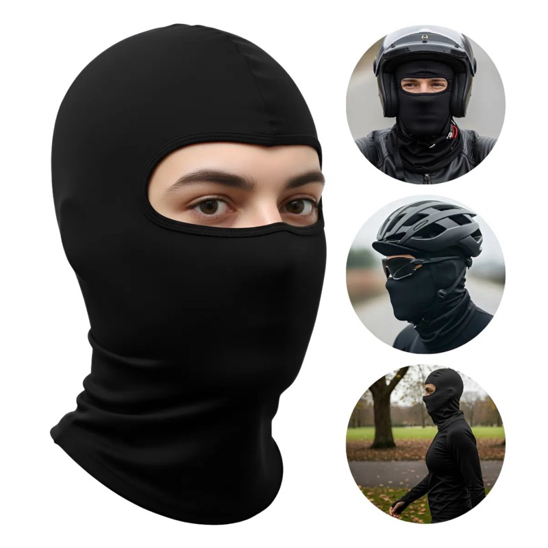Touca Balaclava Ninja Preta UV Motoqueiro Corrida Esportes Unissex Frio Vento Poeira Calor