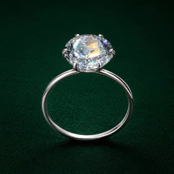 Anel Feminino Solitário Zircônia Transparente 9mm em Prata 925 Elegante e Sofisticado