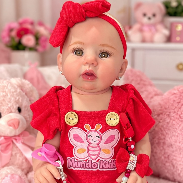 Boneca Bebê Reborn Abigail  Olhos Castanhos Realista 48cm