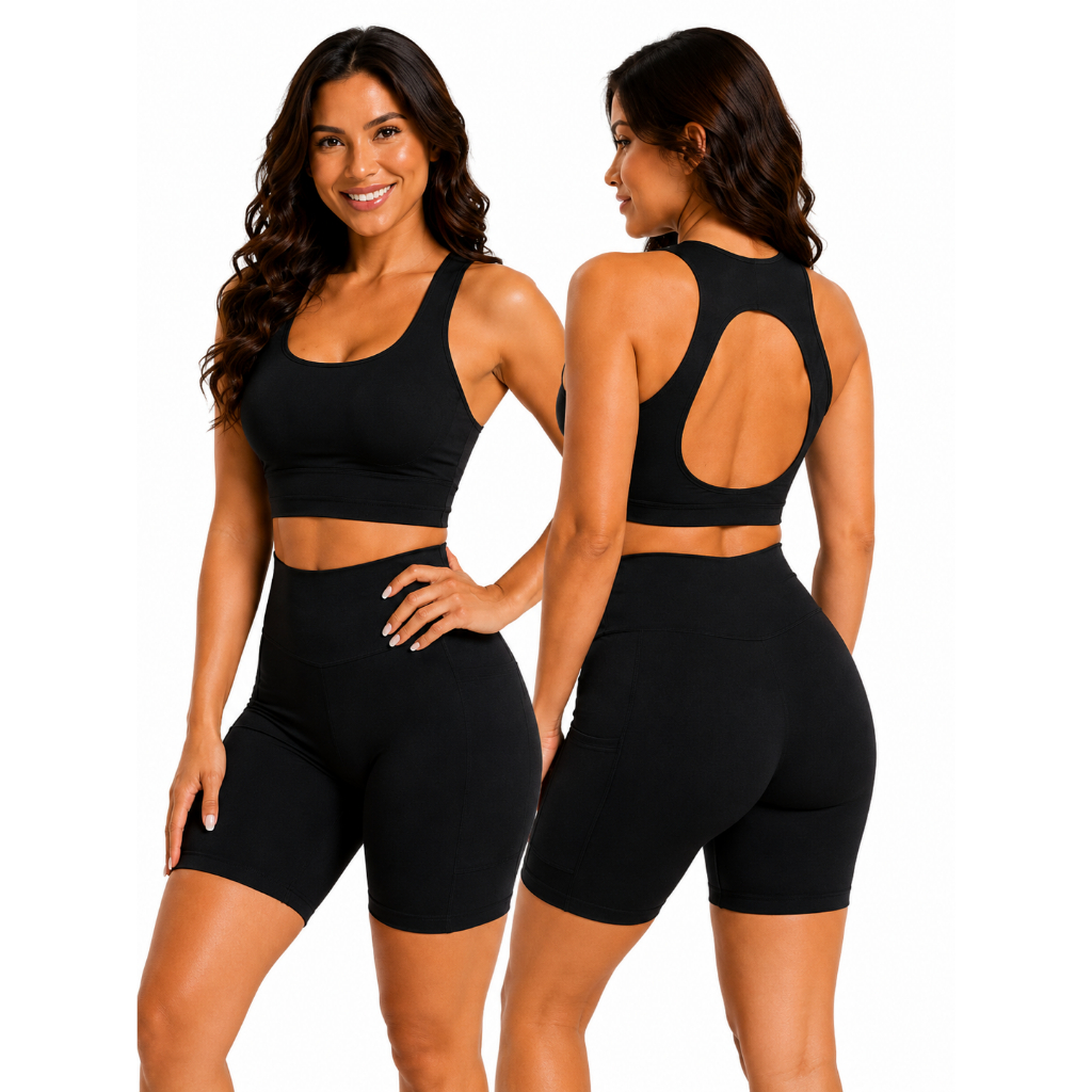 Conjunto Fitness Feminino Top + Short Cintura Alta Academia Treino Conjunto Esportivo Conjunto Academia Treino REF1310