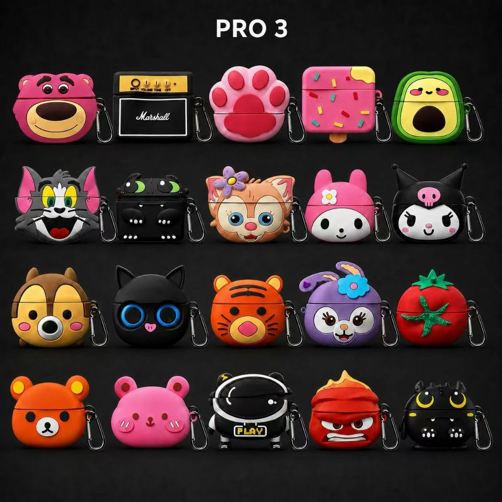 Capa de silicone com desenho animado para fones de ouvido Apple AirPods Pro 3