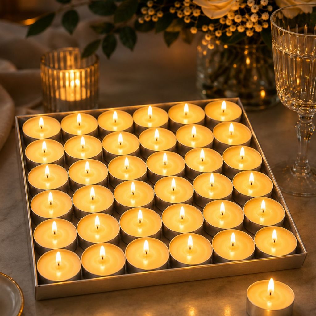 Kit 50/100/150 Velas Parafina Rechaud Com Suporte Alumínio Decorativas Evento Dia dos Namorados Flutuante Casamento