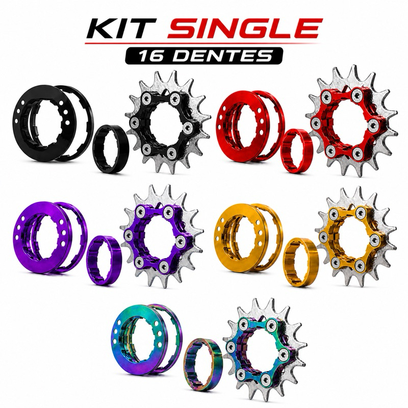 Kit Single 16 Dentes Cubo K7 Conversão Freeride Cassete DH Grau Bike Fixa Gios Hupi Viking Absolute GTA