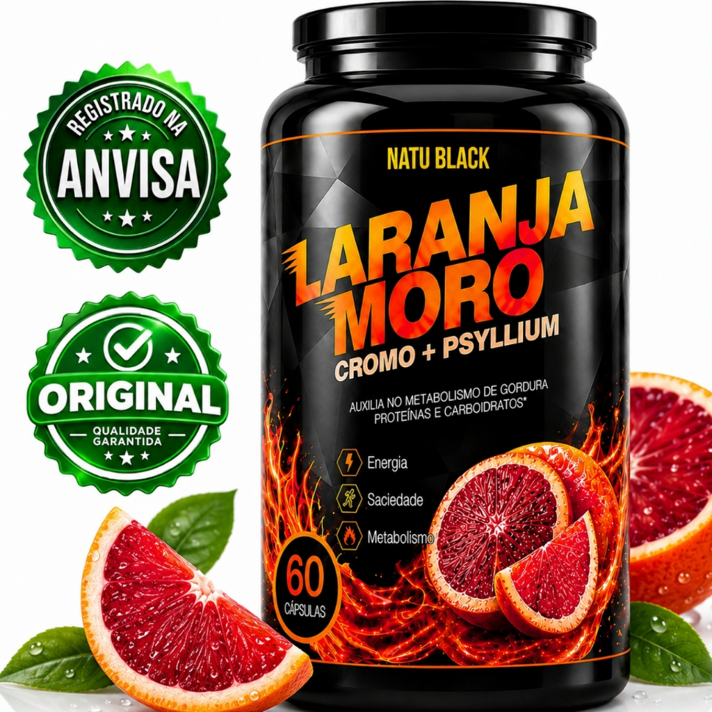 Laranja Moro + Cromo + Psyllium 60 Cápsulas - TESTADO E APROVADO
