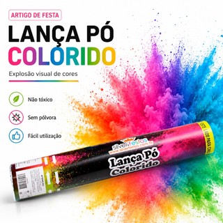 Lança Confete Em Pó Colorido 30cm Não Toxico Artigo Para Festas e Eventos Silver Festas