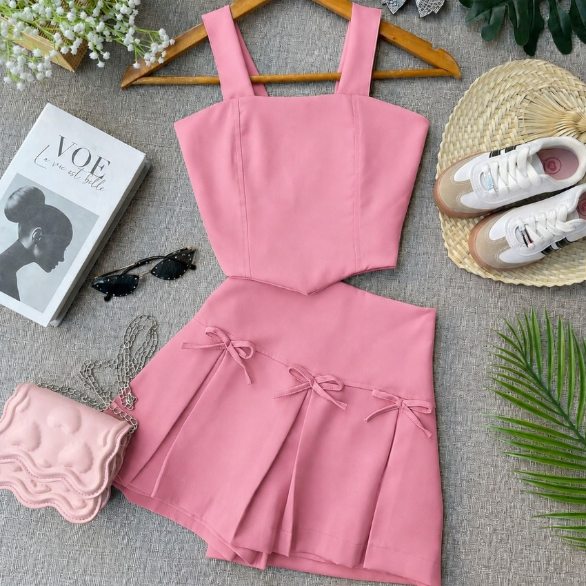 Conjunto Infantil Feminino Menina Saia e Cropped Rosa Look Infantil Moda Menina Roupa Infantil Elegante Festa Passeio