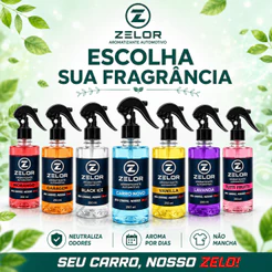 Cheirinho para Carro Spray 250ml Zelor Elimina Mau Cheiro Aromatizante Automotivo Longa Duração Uber 99 InDriver