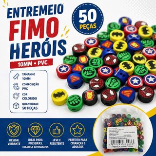 Miçangas Coloridas 10mm Heróis 50 Unidades