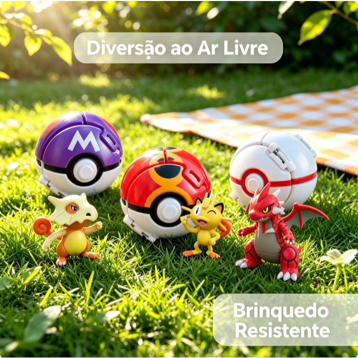 Boneco Pokémon Desdobrável Pokebola 8cm Brinquedo Infantil Com Caixa Presente Aniversário