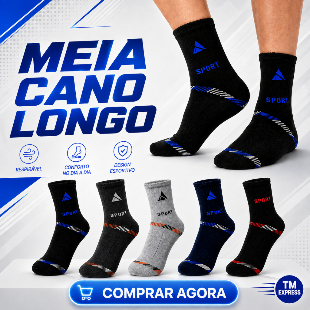 kit meia cano longo masculina até 18 pares confortável sortidas meia grossa