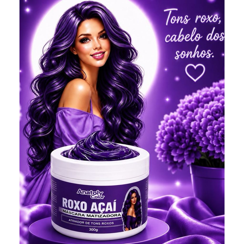 Máscara Matizadora Hidratante Açai Roxa Anatoly 300g