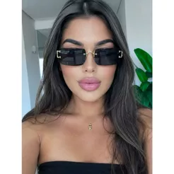 Óculos de Sol Feminino Linha Prime Sem Aro 3 Peças Retangular