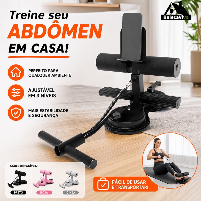 Aparelho Abdominal com Ventosa e Suporte para Celular 3 Ajustes para Treinos em Casa e Academia JFQ