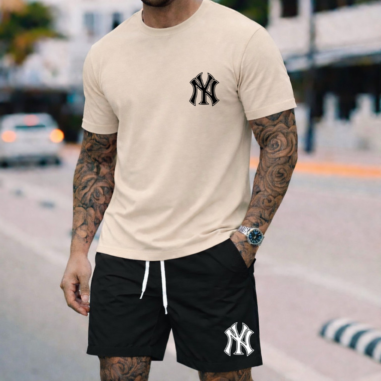 Kit Camisa Lisa Algodão Short Tac Tel Minimalista Casual Academia Treino Malha Premium
