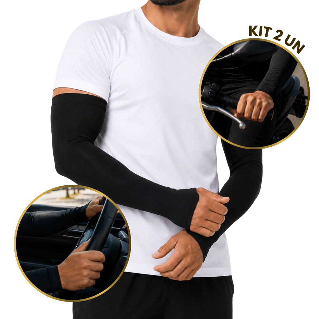 Par Manguito Premium Protetor de Braço Unissex Proteção Solar UV50+ Ciclismo/Bike Moto/Carro Corrida/Academia Fitness