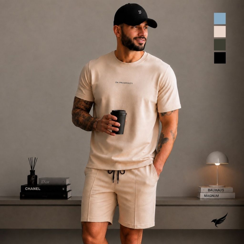 Conjunto Masculino Camiseta e Shorts Moletinho Casual