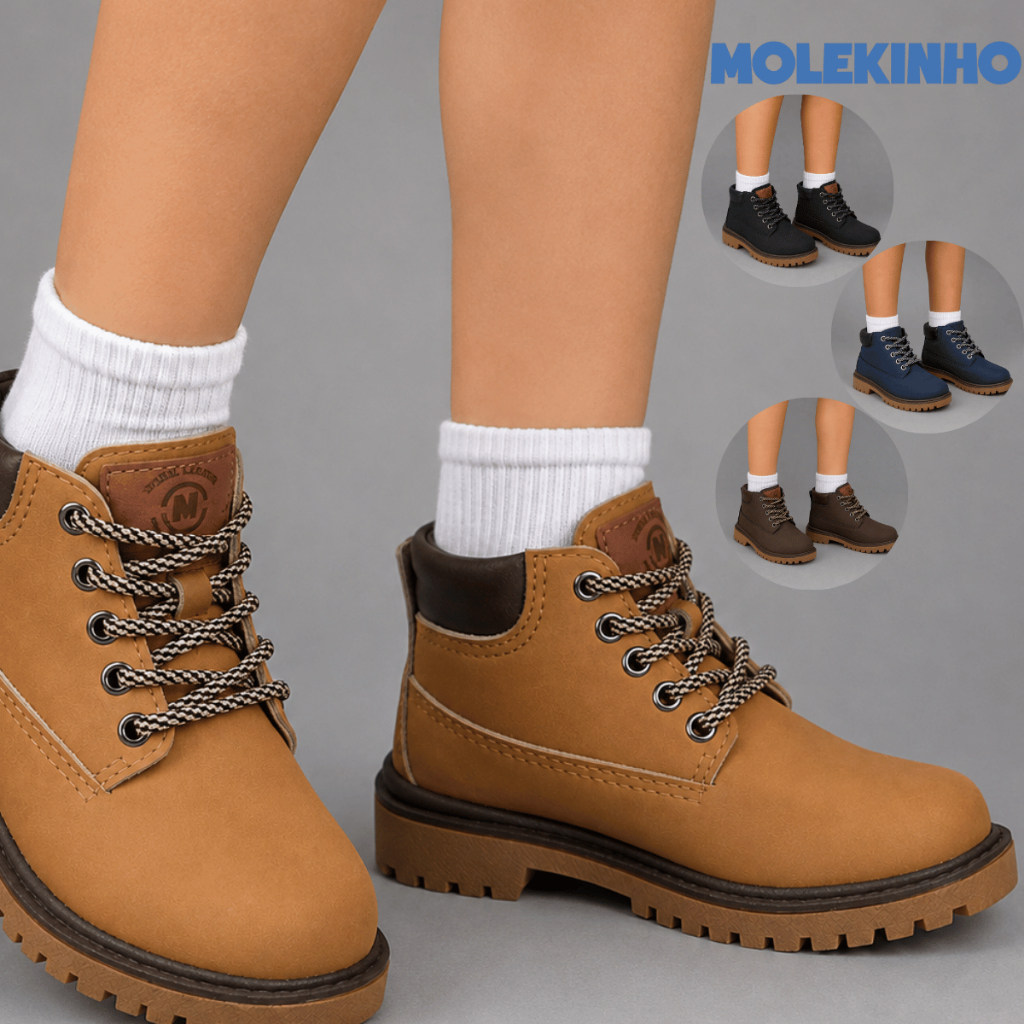 Bota Molekinho Meninos Infantil Bebê Coturno Cano Curto Confortável Rústico Inverno Original