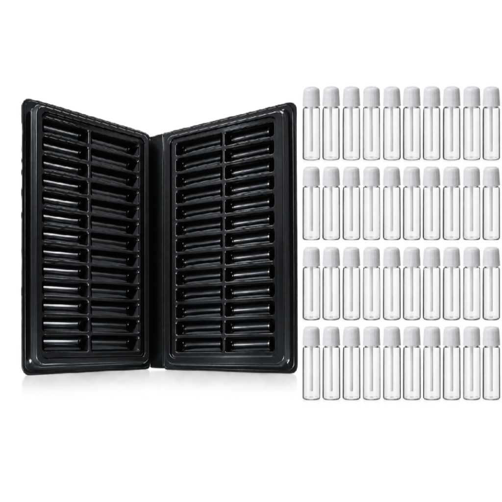 1 Estojo Demonstrador 40l Preto ou 40 Flaconetes Frasco de VIDRO 4ml para amostras de perfumes