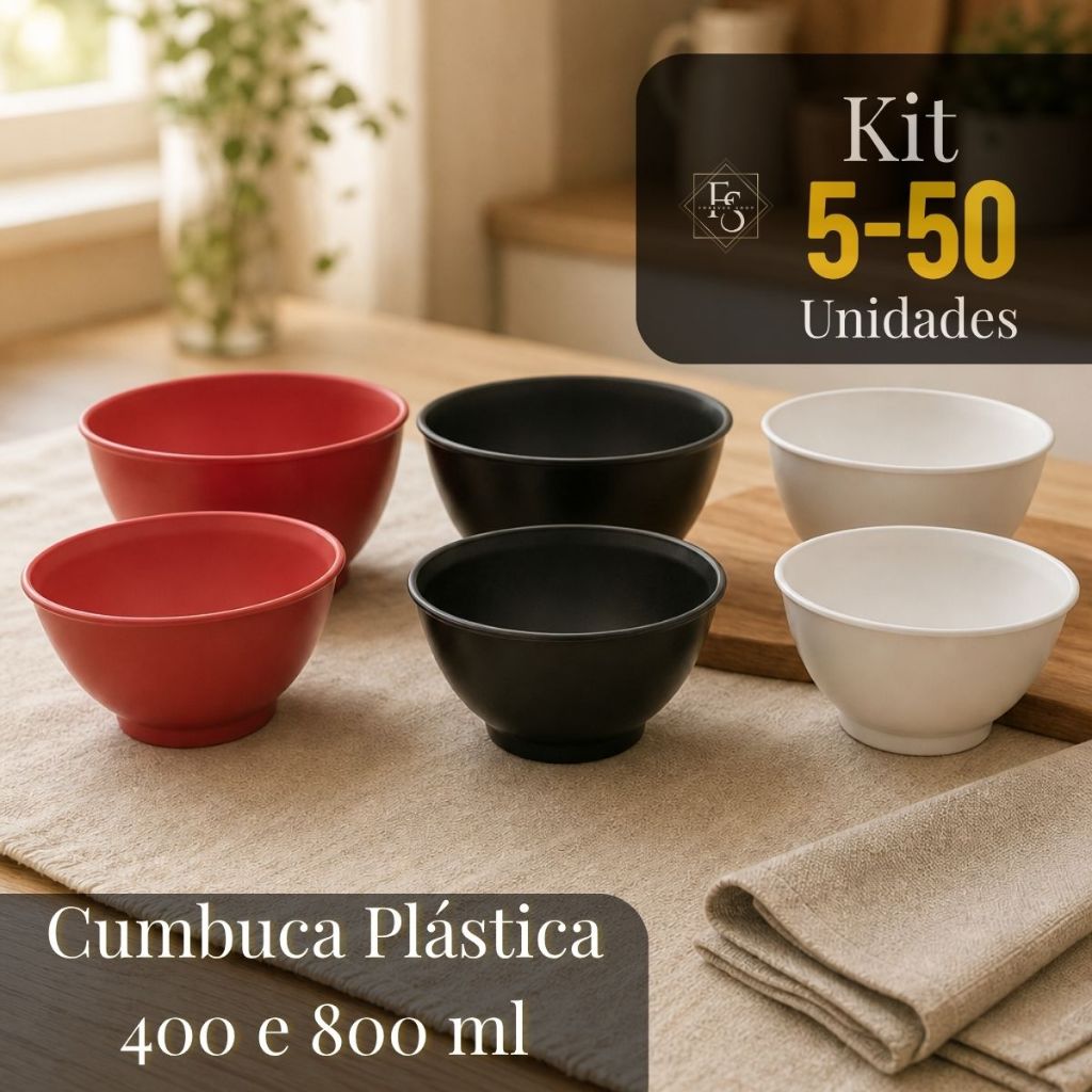 Kit até 50 Cumbucas 800ml ou 400ml Atacado Servir Cereal Caldos Sopa Sorveteria Restaurantes Saladeira