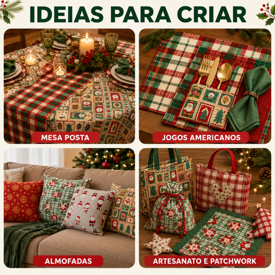 Tecido Tricoline Natal 0,50 x 1,50 m - Estampa Natalina - Tricoline Estampado 100% Algodão — imagem 2 de 2