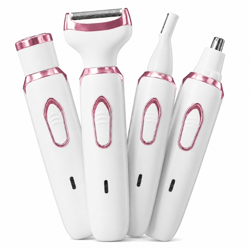 Barbeador Elétrico 4 Em 1 Para Mulheres Remoção De Pelos Corporais Feminino/Aparador de pelos do nariz e sobrancelhas
