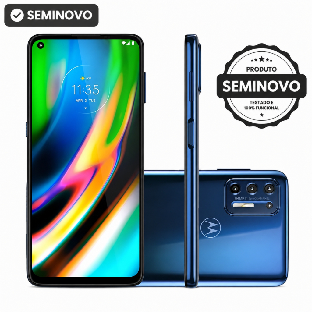 Usado: Celular Smartphone G9 Plus 128GB 4GB RAM Dual Sim Azul - Bom