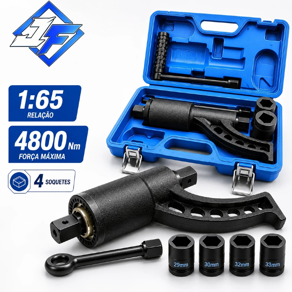 Desforcímetro Multiplicador de Torque 4800Nm com 4 Soquetes 27/30/32/33mm para Caminhão