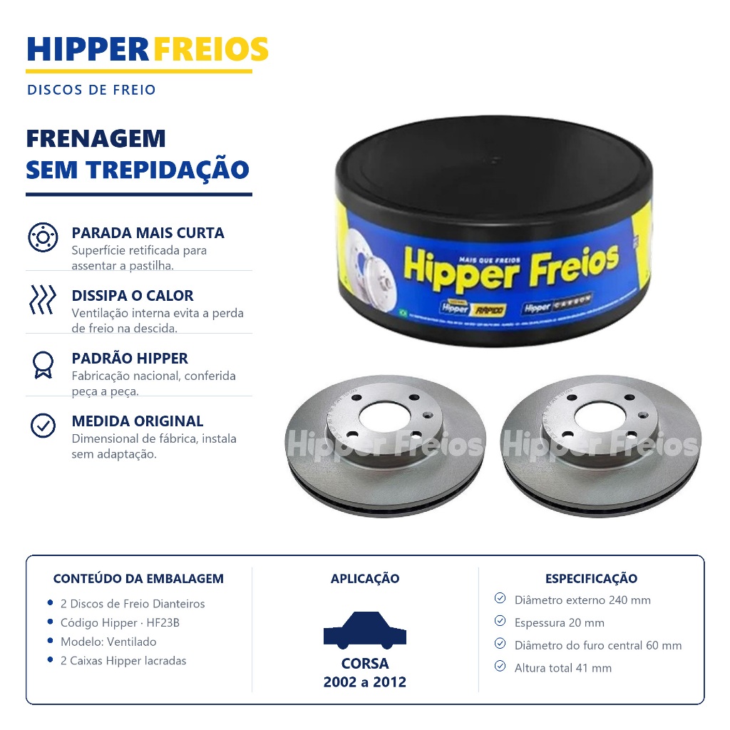 Par Disco de Freio Ventilado Corsa 2002 a 2012 Montana Hipper Freios