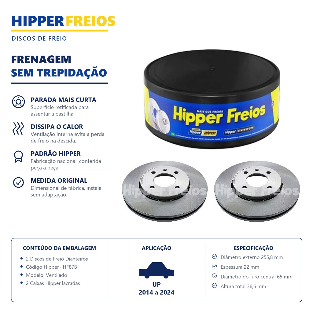 Par Disco Freio Ventilado Up 2014 A 2024 Hipper Freios