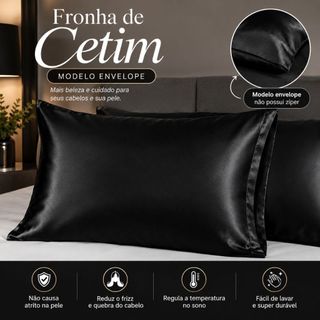 Fronha de Cetim Anti Frizz 70 x 50 Avulsa | PRETO/ ROSE/ PRATA/ BRANCO - SEDA