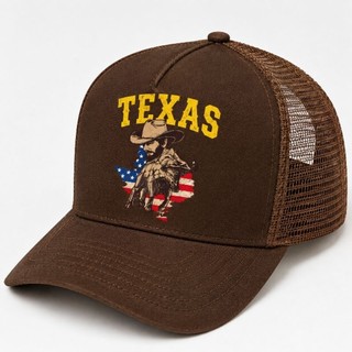 Boné Trucker Country Texas unissex Telinha Aba Curva Estampa Cowboy