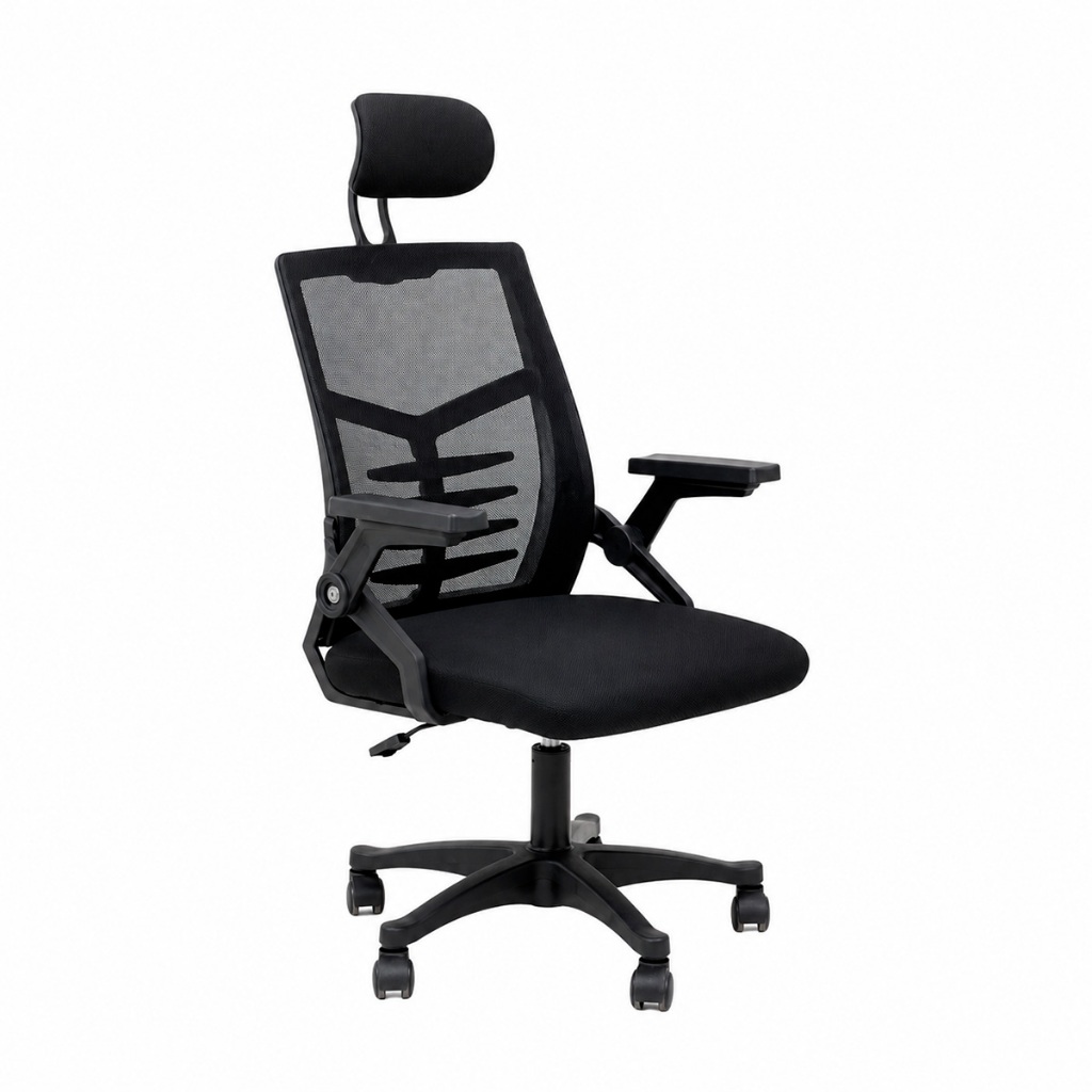 Cadeira de Escritório Diretor Relax Ergonômica Tela Mesh Apoio de Cabeça Regulagem de Altura 120kg Preta
