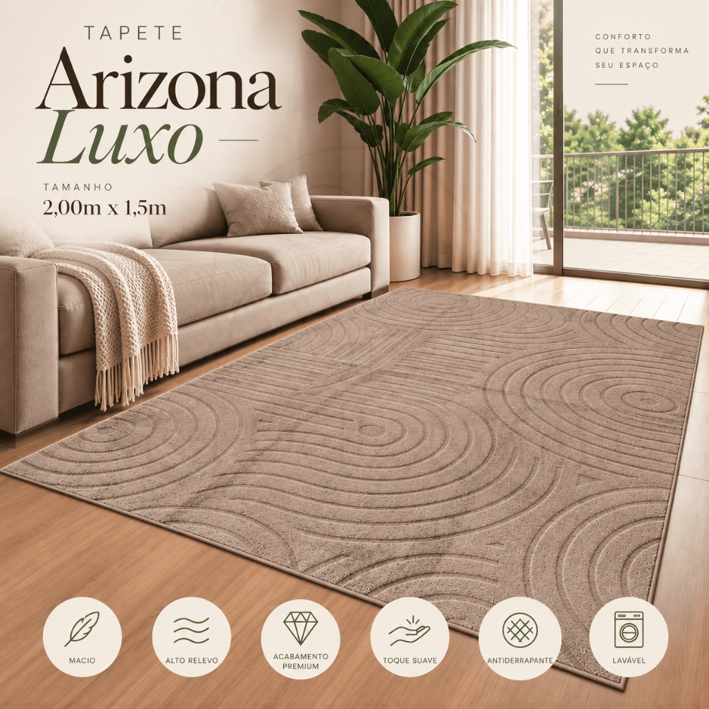 Tapete Sala 2,00x1,50 Alto Relevo Elegante Moderno Premium Macio Antiderrapante Quarto Escritório Decorativo