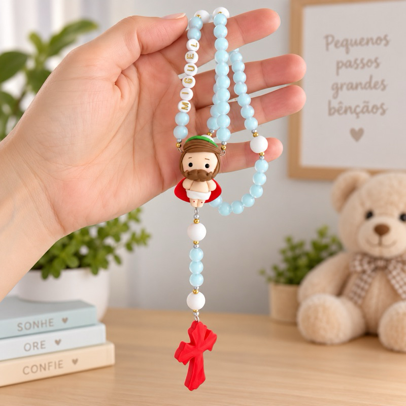 Terço batizado Jesus Cristo Terço infantil Personalizado ENVIAR O NOME NA HORA DA
