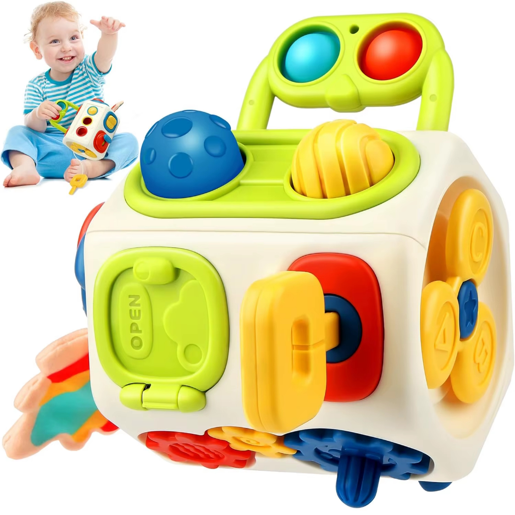 Montessori 8 em 1 Busy Cube Brinquedo Sensorial Educativo Presente Ideal para Crianças de 1 a 3 Anos