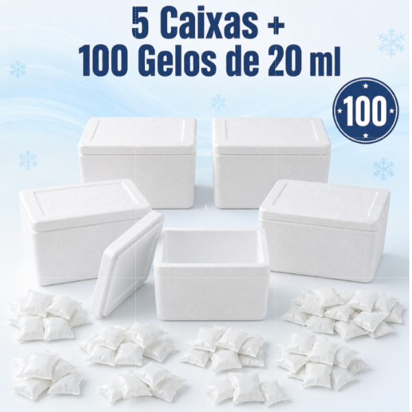 Kit Caixa Isopor Térmica Branca 500ml Com Gelo Artificial Varias Unidades