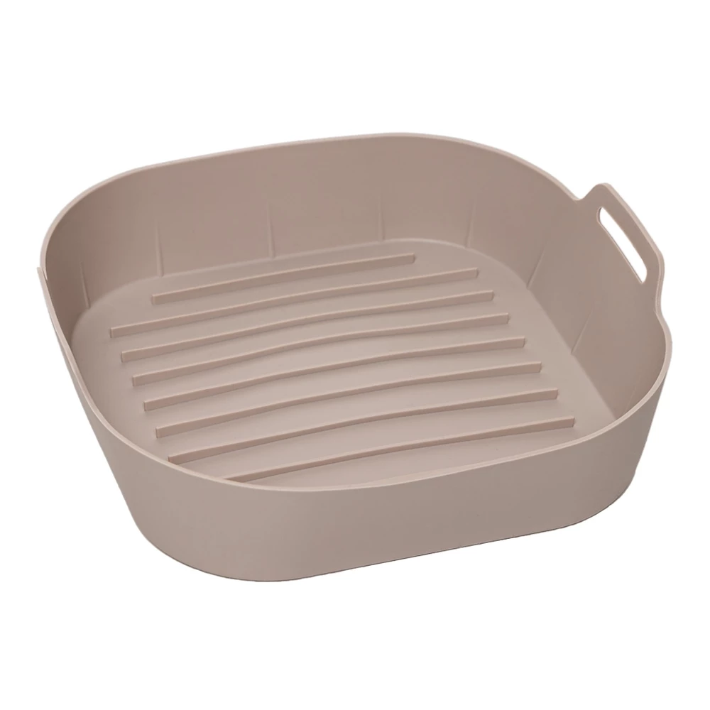 Forma Quadrada para Air Fryer 23cm Silicone Bege Lyor para Assar Bolos Carnes Legumes Pães Sobremesas Cozinhar Prática