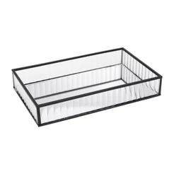 Bandeja de Metal com Espelho 25cm Preta Lyor para Decoração Aparador Mesa Quarto Banheiro Organização Elegante e Prática