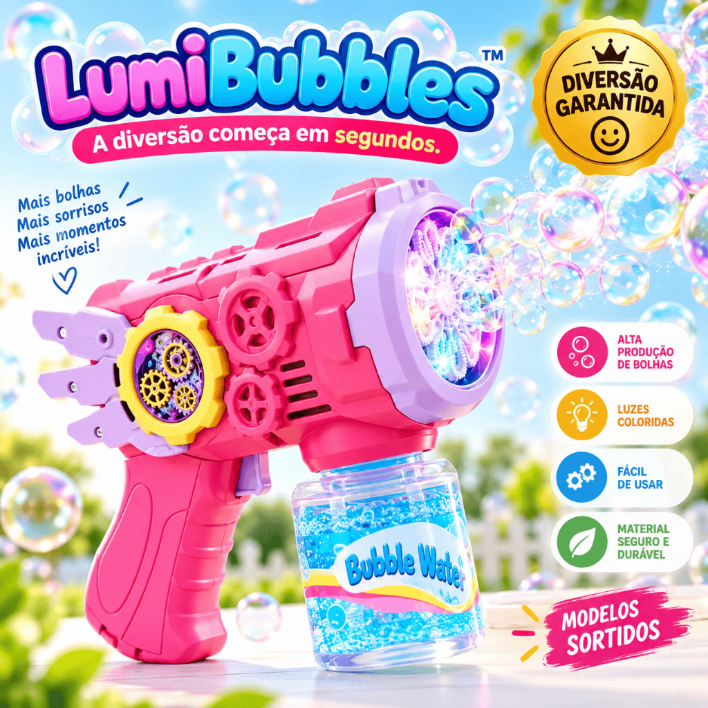 Pistola De Bolhas Automática Bubble Gun Infantil Com Refil Brinquedo Para Festas