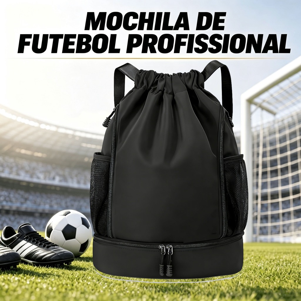 Mochila de Ginástica Unissex – Compacta com Cordão, Leve, Impermeável para Academia, Futebol, Basquete e Natação