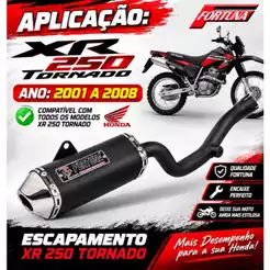 Ponteira Fortuna Mini Tri XR 250 Tornado 2001–2008 | Preto ou Cromado | Som Grave e Desempenho
