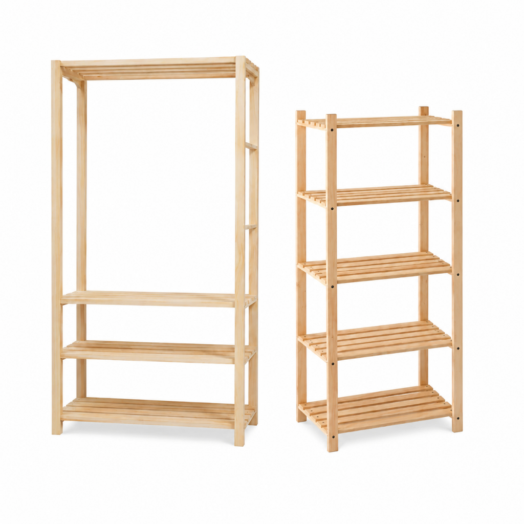 Kit Arara Closet Pinus + Aparador Multiuso Organizador Prático E Funcional De Quarto Sala Lavanderia