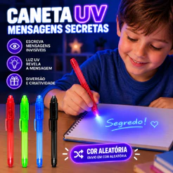 Caneta UV de Luz Negra com Tinta Invisível para Desenho e Brincadeiras Criativas