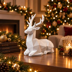 Rena Natalina Decorativa Elegante – Enfeite Moderno para Sala, Mesa, Aparador e Decoração de Natal Premium