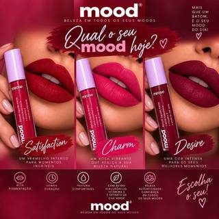 Batom Líquido Matte Ruby Rose Mood Alta Pigmentação Longa Duração – Charm, Desire e Satis…