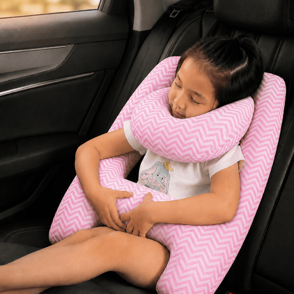 Almofada para Carro com Apoio de Pescoço (Chevron Rosa)