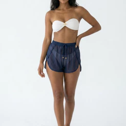 Short de Praia Brisa Saída De Praia Confortável Com Cordão Translúcido Moda Verão Europeu - 1 peça