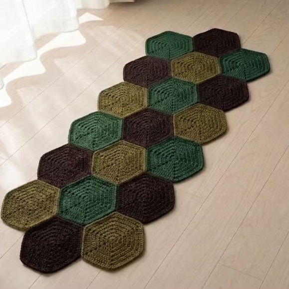 Tapete Flor Hexagonal Artesanal Colorido Decorativo Quarto / Sala