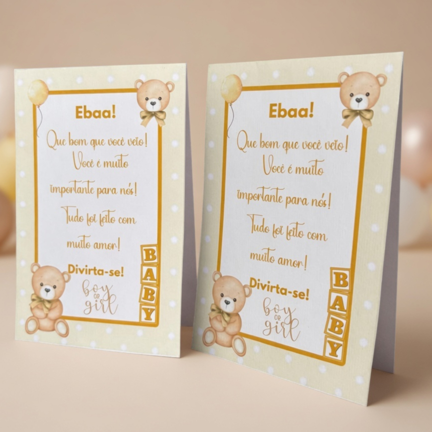 Plaquinhas URSINHO DOURADO Chá de Bebê Festa Infantil  Plaquinhas para Centro de Mesa Kit Festa